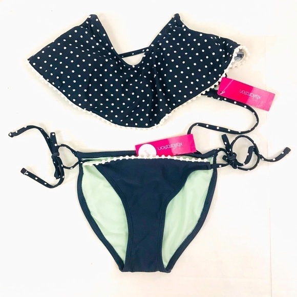 NWT - Xhilaration Navy Polka Dot Bikini - Size XS - Picture 1 of 9